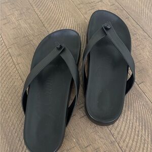 J. Crew Black Leather Flip Flop Sandals